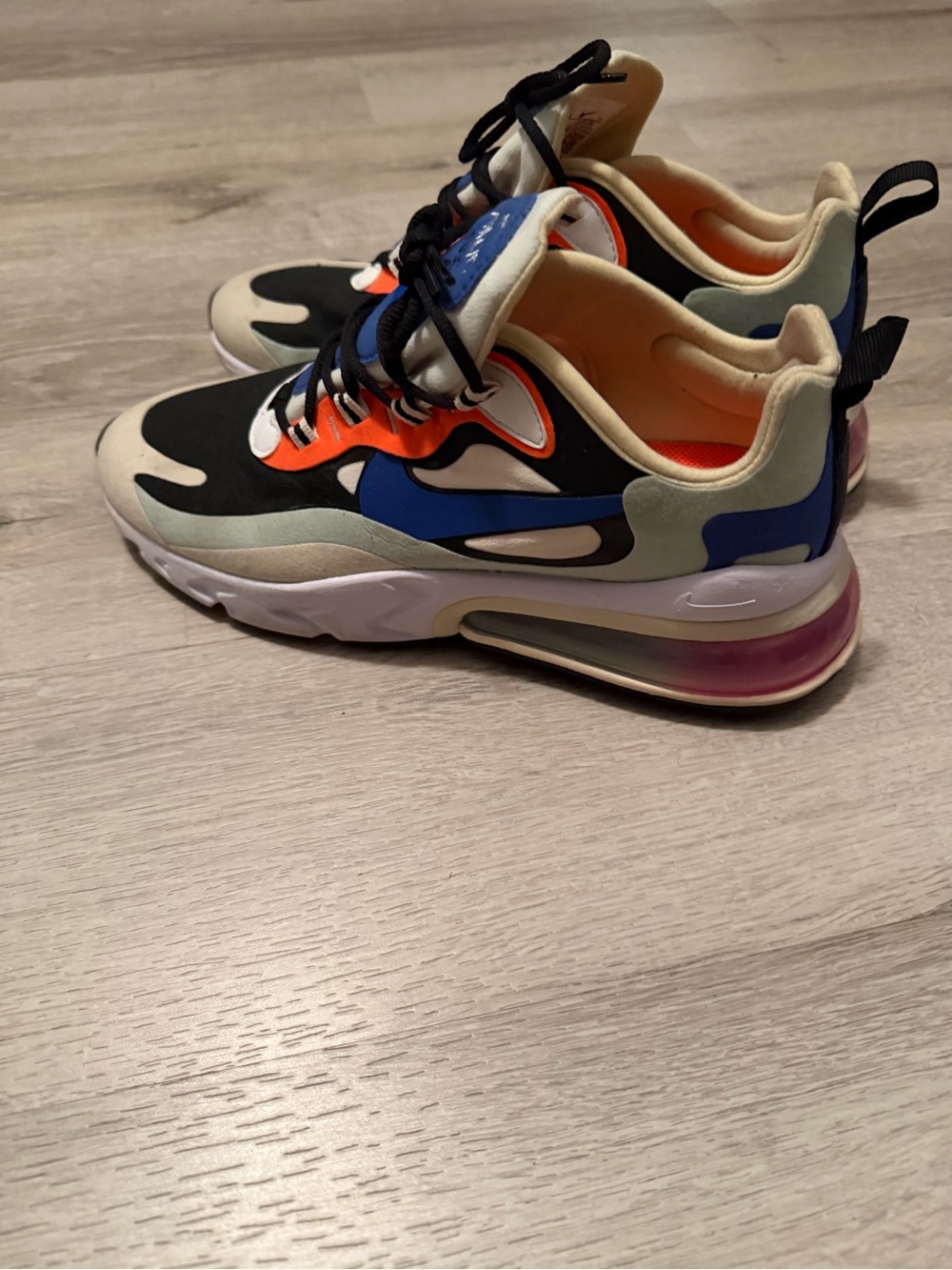 Nike Air Max 270 React Women’s Sneakers - Black/Blue/Orange/Cream - Picture 4 of 7